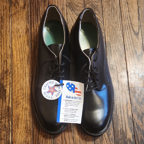 NWT Black Leather Men\'s Service Dress Shoes Size 13